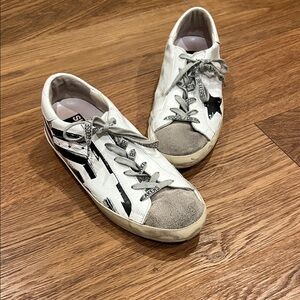 Golden Goose Women's White and Black Sneakers